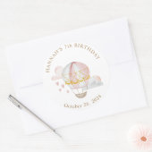 Hete Luchtballon Harten Verjaardag Classic Ronde Sticker (Envelop)