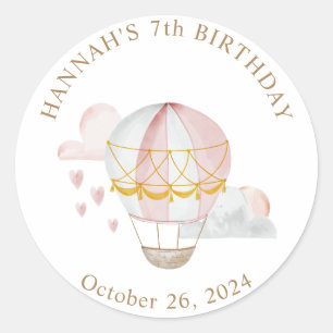 Hete Luchtballon Harten Verjaardag Classic Ronde Sticker