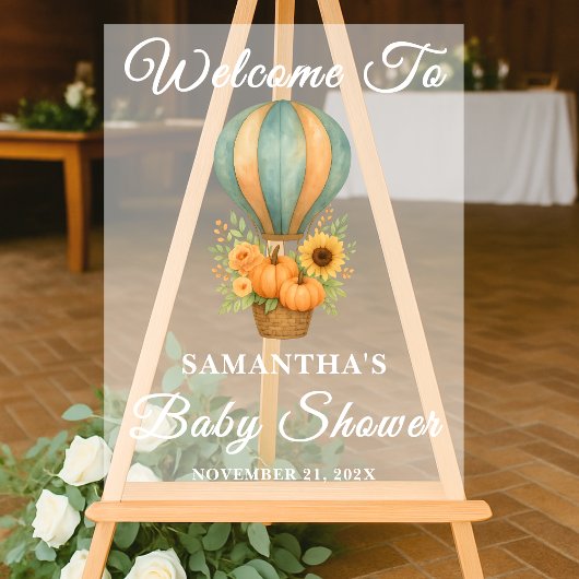 Hete Luchtballon Herfst Baby shower Welkom Frosted Acryl Bord