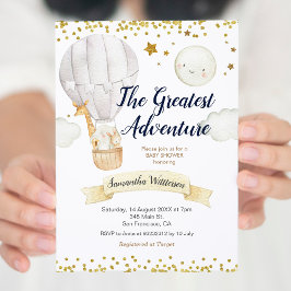 Hete luchtballon het grootste avontuur baby shower kaart