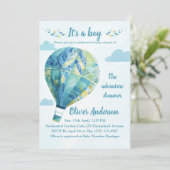 Hete luchtballon Het is een jongen Baby shower uit Kaart (Staand voorkant)