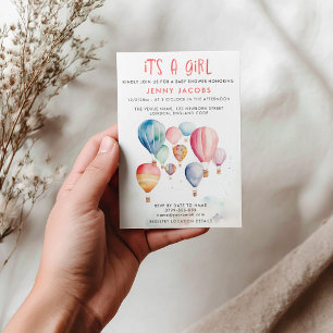 Hete Luchtballon Het is een Meisje baby shower Kaart
