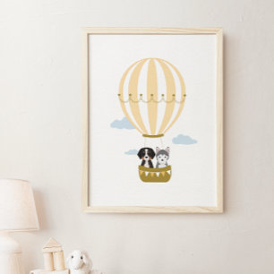 Hete Luchtballon Honden Kwekerij & Kinder Kamer Po Poster