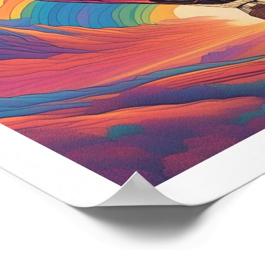 Hete luchtballon in de bergen poster (Hoek)