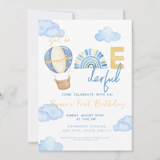 Hete luchtballon is niet de eervolle 1e verjaardag kaart (Voorkant)