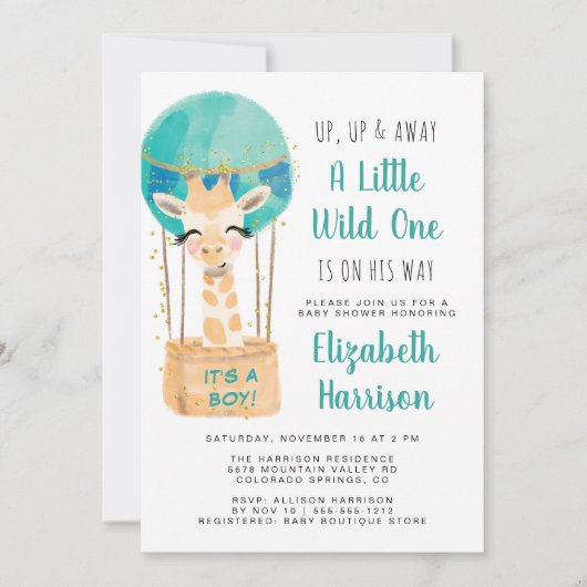 Hete Luchtballon Jongen Baby shower Kaart (Voorkant)