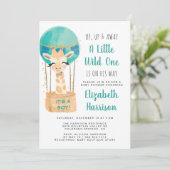 Hete Luchtballon Jongen Baby shower Kaart (Staand voorkant)