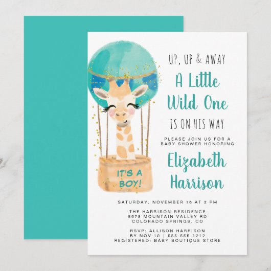 Hete Luchtballon Jongen Baby shower Kaart (Voorkant / Achterkant)