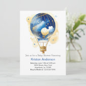 Hete Luchtballon Jongen Baby shower Kaart (Staand voorkant)