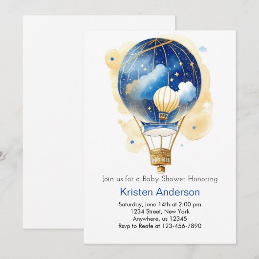 Hete Luchtballon Jongen Baby shower Kaart (Voorkant / Achterkant)