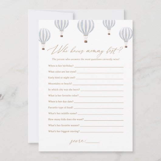 Hete luchtballon kent mammie beste Baby shower spe Kaart (Voorkant)