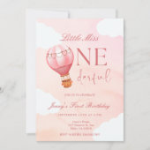 Hete Luchtballon Kleine Miss Onederful 1e Verjaard Kaart (Voorkant)