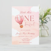 Hete Luchtballon Kleine Miss Onederful 1e Verjaard Kaart (Staand voorkant)