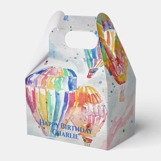 Hete Luchtballon Kleurrijke Jongens Verjaardag Wat Bedankdoosjes (Voorkant Zijde)
