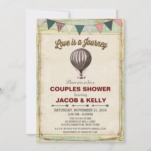  Hete Luchtballon Koppels Doucheuitnodiging Kaart (Voorkant)