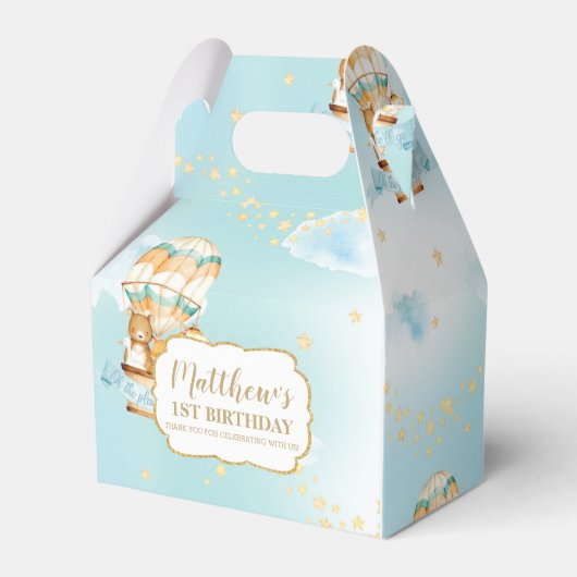 Hete Luchtballon Leuke Dieren Jongen Verjaardagsfe Bedankdoosjes (Voorkant Zijde)