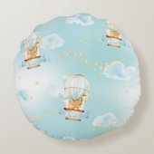 Hete Luchtballon Leuke Dieren Jongenskwekerij Deco Rond Kussen (Achterkant)