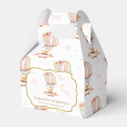 Hete Luchtballon Leuke Dieren Verjaardag Dank u Bedankdoosjes (Voorkant Zijde)