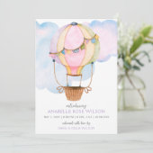 Hete luchtballon meisje foto geboorte aankondiging (Staand voorkant)