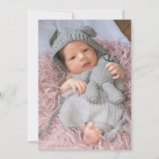 Hete luchtballon meisje foto geboorte aankondiging (Achterkant)