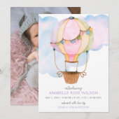 Hete luchtballon meisje foto geboorte aankondiging (Voorkant / Achterkant)