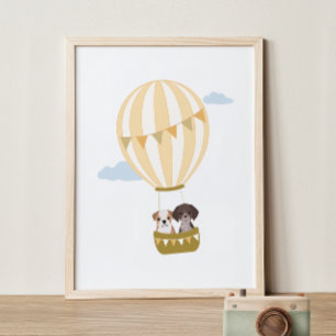 Hete Luchtballon met Puppies Kwekerij Decor Poster