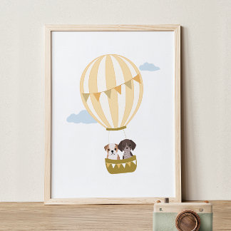 Hete Luchtballon met Puppies Kwekerij Decor Poster