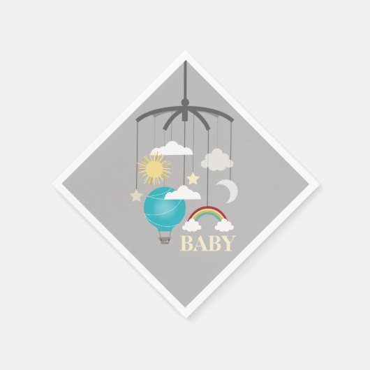 Hete Luchtballon Modern Boy Baby shower servetten (Hoek)
