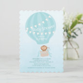 Hete Luchtballon Monkey Boys Baby shower Uitnodigi Kaart (Staand voorkant)