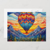 Hete Luchtballon Mountain Valley Glas in lood Briefkaart (Voorkant / Achterkant)