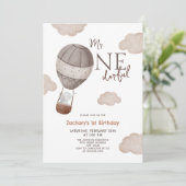 Hete Luchtballon Mr. ONEderful Boy 1st Birthday Kaart (Staand voorkant)