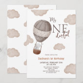 Hete Luchtballon Mr. ONEderful Boy 1st Birthday Kaart (Voorkant / Achterkant)