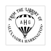 Hete Luchtballon Naam 3 Initiaal Bibliotheek Boek Rubberstempel (Afrduk)
