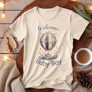 Hete Luchtballon Nautische Jongen Baby shower T-shirt