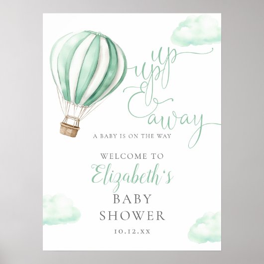Hete Luchtballon Neutraal Baby shower Welkomstbord Poster (Voorkant)