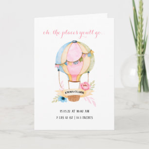 Hete luchtballon nieuwe baby schattig grillig kaart