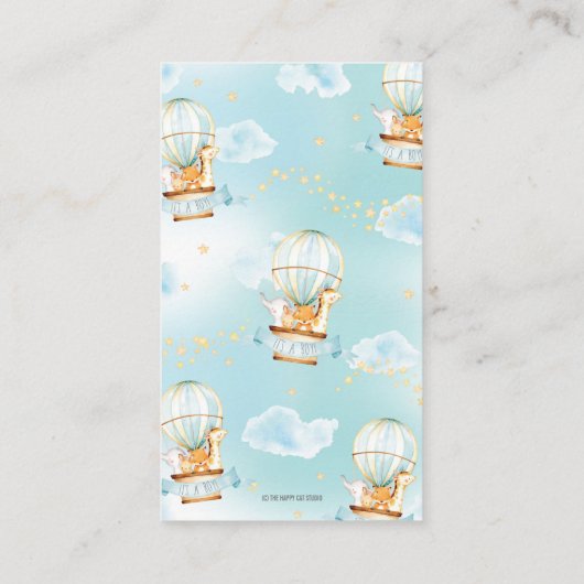 Hete Luchtballon Oerwoud Dieren Jongen Breng Een B Informatiekaartje (Achterkant)