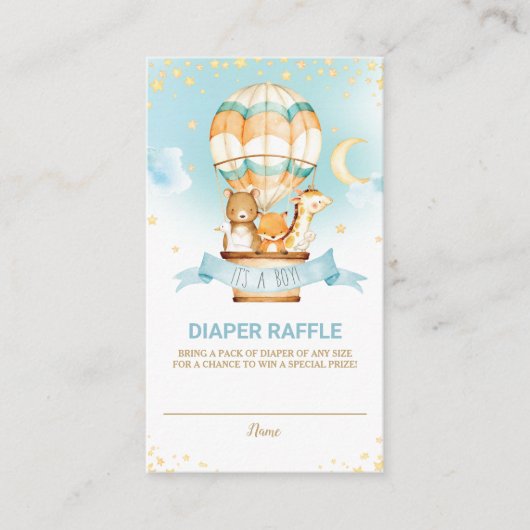 Hete Luchtballon Oerwoud Dieren Jongensluier Raffl Informatiekaartje (Voorkant)