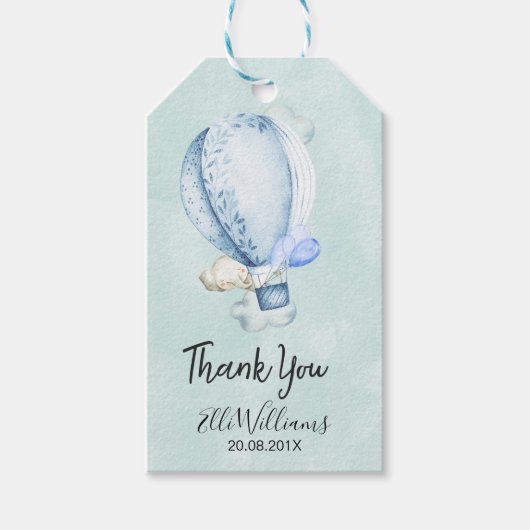 Hete Luchtballon Olifant Baby shower Label Cadeaulabel (Voorkant)