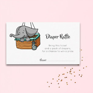 Hete Luchtballon Olifant Baby shower Luier Raffle Informatiekaartje