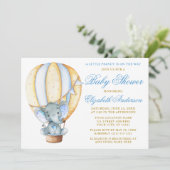 Hete Luchtballon Olifant Peanut Baby shower Kaart (Staand voorkant)