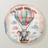 Hete Luchtballon Olifant Rond Kussen (Voorkant)