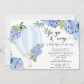 Hete luchtballon omhoog en weg jongen baby shower kaart (Voorkant)