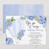 Hete luchtballon omhoog en weg jongen baby shower kaart (Voorkant / Achterkant)