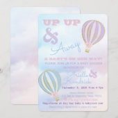 Hete luchtballon, omhoog & weg Baby shower Kaart (Voorkant / Achterkant)
