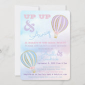 Hete luchtballon, omhoog & weg Baby shower Kaart (Voorkant)
