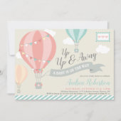 Hete Luchtballon omhoog & weg Baby shower Kaart (Voorkant)