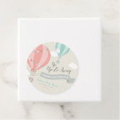 Hete Luchtballon Omhoog & weg Baby shower Rond Bedankjes Labels (In situ)