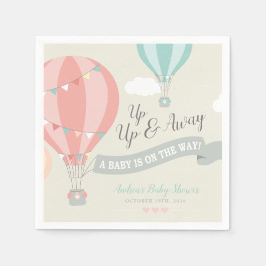 Hete Luchtballon omhoog & weg Baby shower Servet (Voorkant)