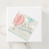 Hete Luchtballon omhoog & weg Baby shower Vierkant Bedankjes Labels (In situ)